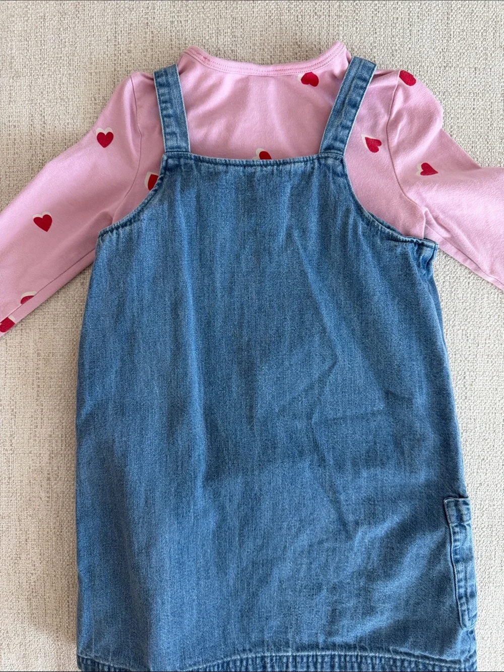 GAP Denim Heart Pinafore with Pink Heart Tee